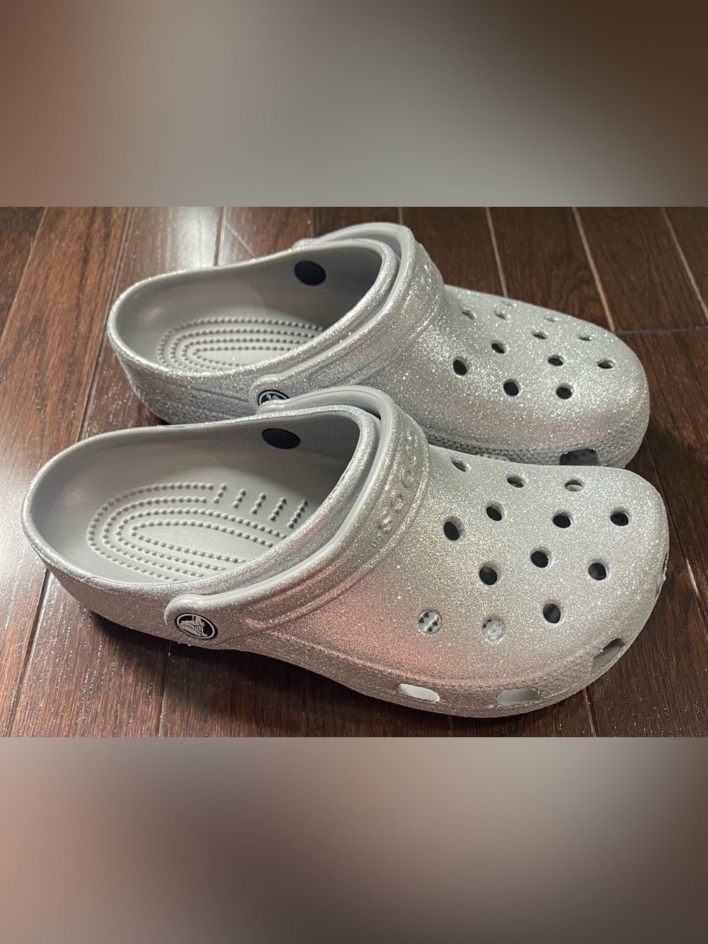 CROCS Classic Clog Sandals in Silver Glitter